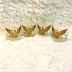 Vntg Embossed American Eagle/Stars Rocks Glasses